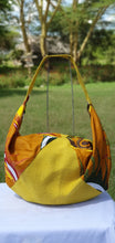 Load image into Gallery viewer, Mustard hessian and matching African print (cotton). Seamless zip closure.